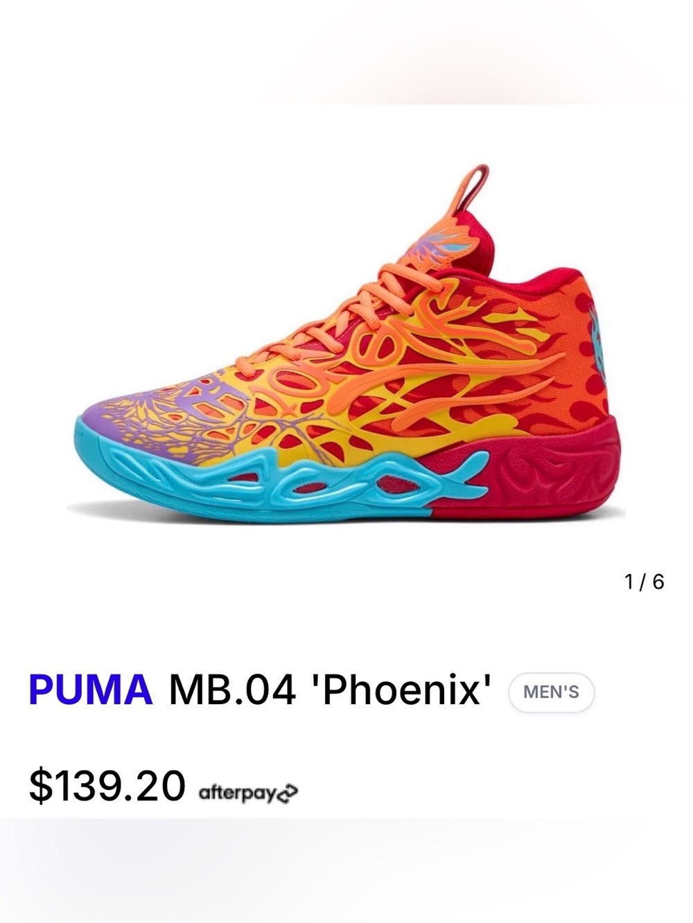 Puma Boys Multicolor Red Orange Yellow Blue Basketball Shoes